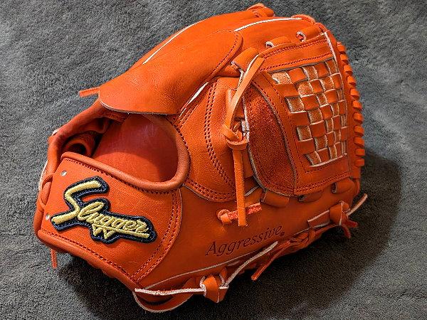 KUBOTA SLUGGER 12 inch Orange Red Pitcher Glove KSG-MP18