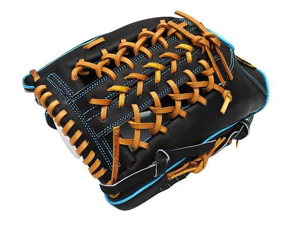ZETT Pro Model Elite 12.75 inch LHT Outfielder Glove - Black/Skyblue