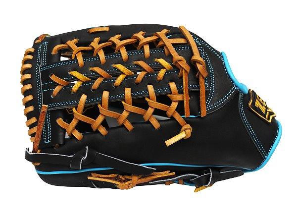 ZETT Pro Model Elite 12.75 inch LHT Outfielder Glove - Black/Skyblue