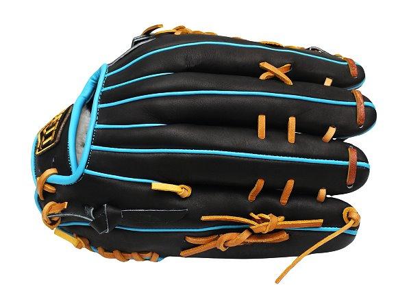 ZETT Pro Model Elite 12.75 inch LHT Outfielder Glove - Black/Skyblue