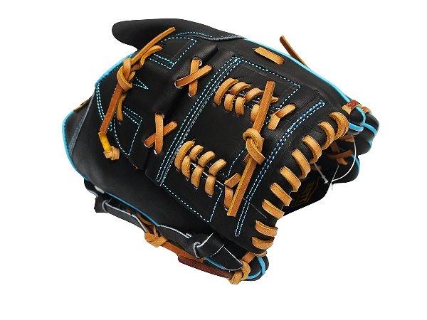 ZETT Pro Model Elite 12 inch Pitcher Glove - Black/Skyblue