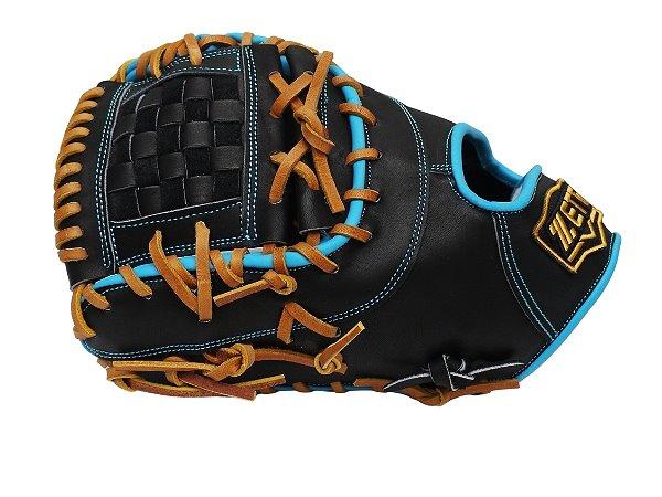 ZETT Pro Model Elite 12.5 inch LHT First Base Mitt - Black/Skyblue