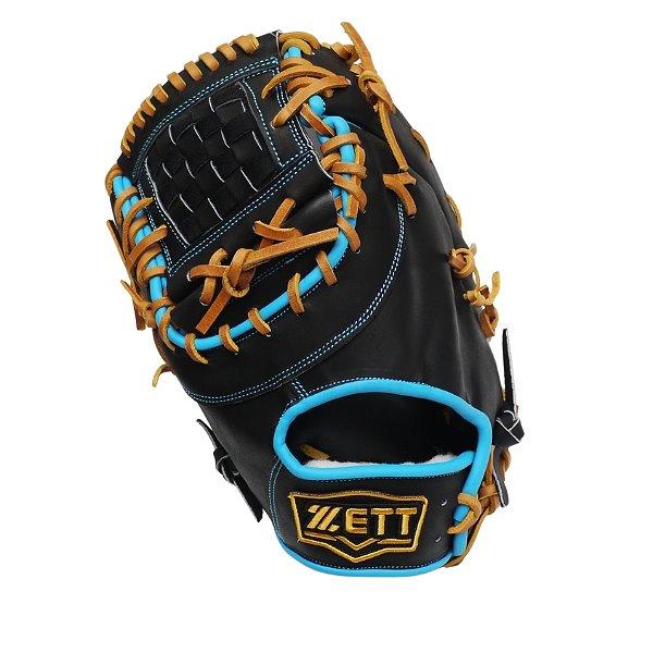 ZETT Pro Model Elite 12.5 inch LHT First Base Mitt - Black/Skyblue