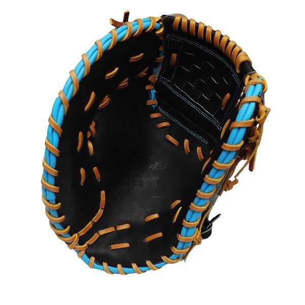 ZETT Pro Model Elite 12.5 inch LHT First Base Mitt - Black/Skyblue