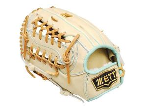 ZETT Pro Model Elite 12.5 inch LHT Outfielder Glove - Beige/Skyblue