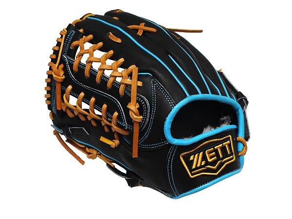 ZETT Pro Model Elite 12.5 inch LHT Outfielder Glove - Black/Skyblue