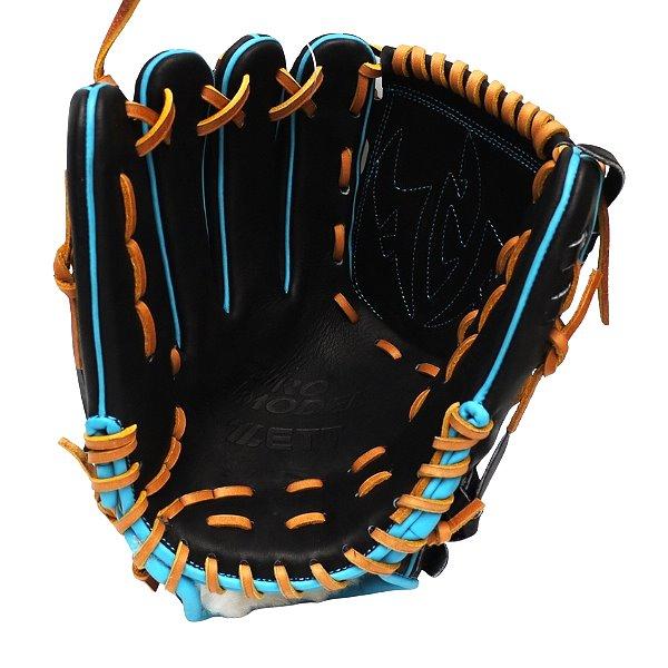ZETT Pro Model Elite 12 inch LHT Fastback Pitcher Glove - Black/Skyblue