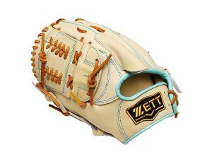 ZETT Pro Model Elite 12 inch LHT Pitcher Glove - Beige/Skyblue ZETT Pro Model Elite 12 inch LHT Pitcher Glove - Beige/Skyblue