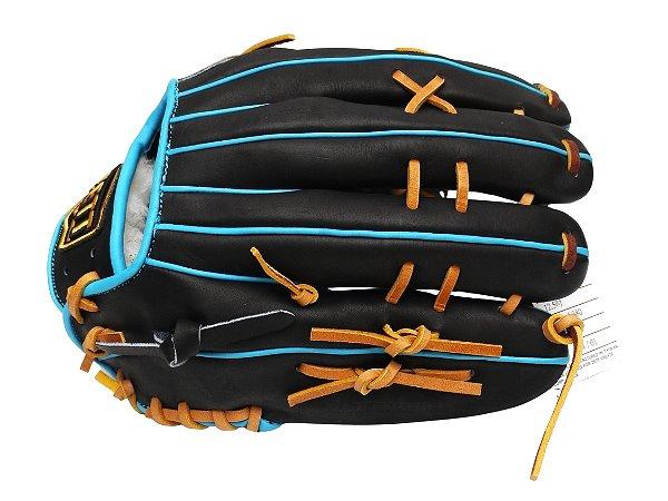 ZETT Pro Model Elite 12.5 inch LHT Outfielder Glove - Black/Skyblue
