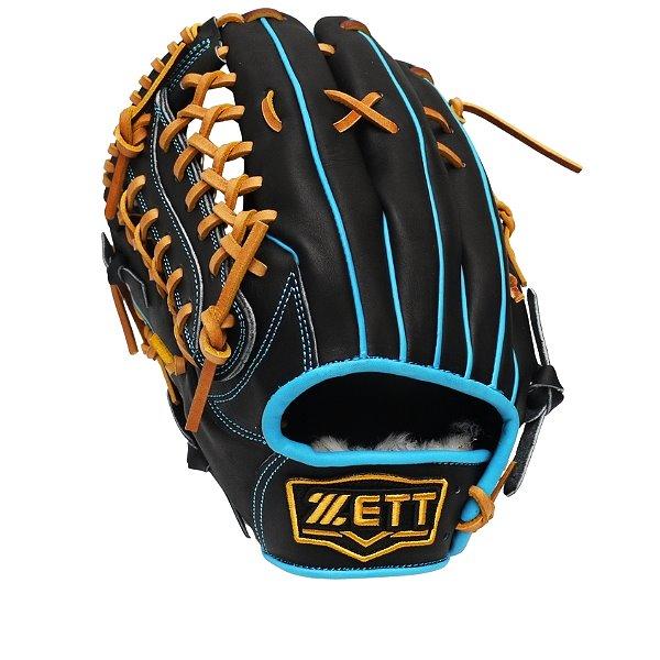 ZETT Pro Model Elite 12.5 inch LHT Outfielder Glove - Black/Skyblue