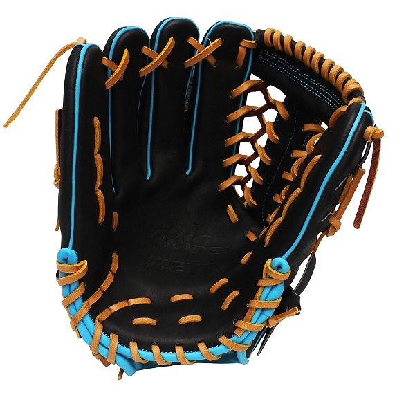 ZETT Pro Model Elite 12.5 inch LHT Outfielder Glove - Black/Skyblue