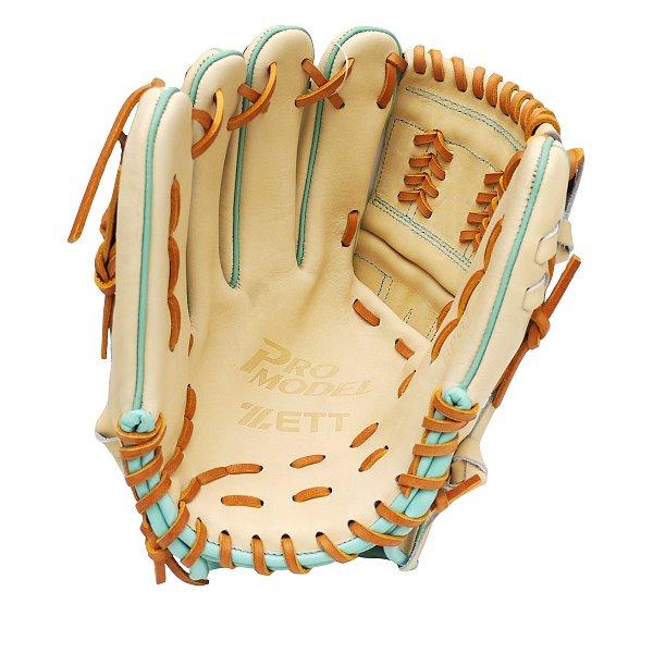 ZETT Pro Model Elite 12 inch LHT Pitcher Glove - Beige/Skyblue