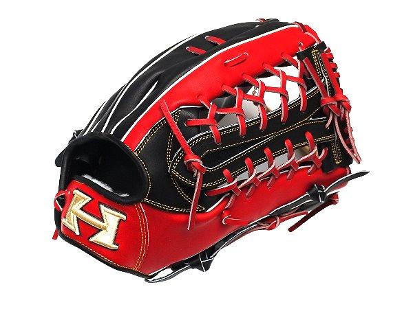 HI-GOLD Japan Steerhide 12.75 inch Outfielder Glove - Black/Red