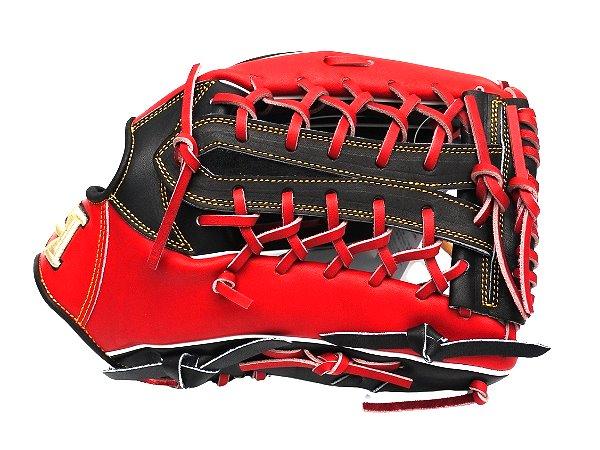 HI-GOLD Japan Steerhide 12.75 inch Outfielder Glove - Black/Red