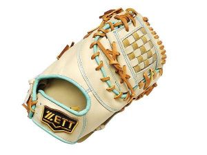 ZETT Pro Model Elite 12.5 inch First Base Mitt - Beige/Skyblue ZETT Pro Model Elite 12.5 inch First Base Mitt - Beige/Skyblue