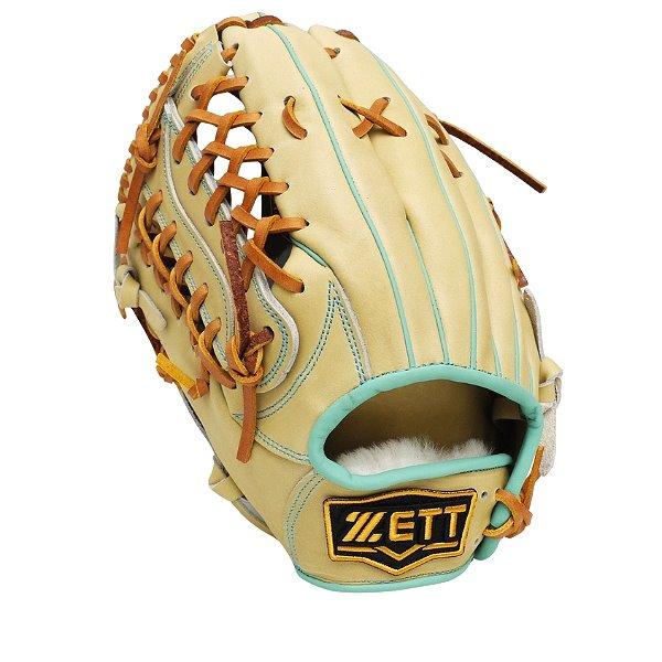ZETT Pro Model Elite 12.5 inch LHT Outfielder Glove - Beige/Skyblue
