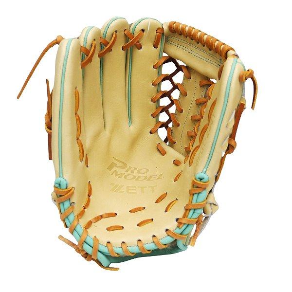 ZETT Pro Model Elite 12.5 inch LHT Outfielder Glove - Beige/Skyblue