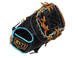 ZETT Pro Model Elite 12.5 inch First Base Mitt - Black/Skyblue ZETT Pro Model Elite 12.5 inch First Base Mitt - Black/Skyblue