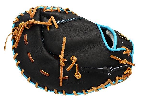ZETT Pro Model Elite 12.5 inch First Base Mitt - Black/Skyblue
