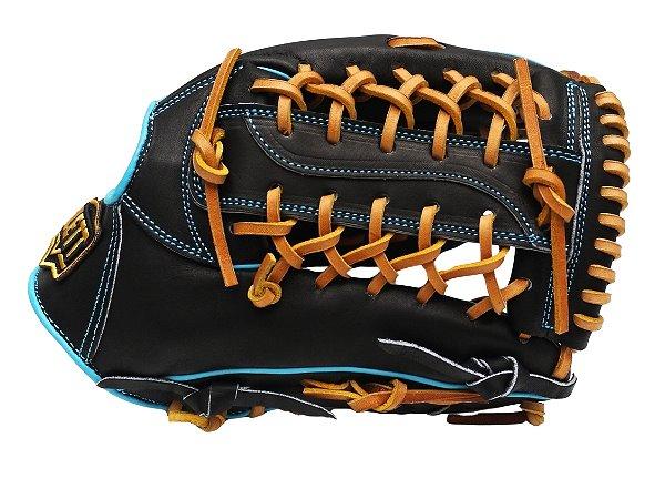 ZETT Pro Model Elite 12.5 inch Outfielder Glove - Black/Skyblue