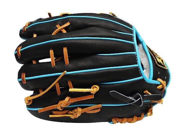 ZETT Pro Model Elite 12.5 inch Outfielder Glove - Black/Skyblue