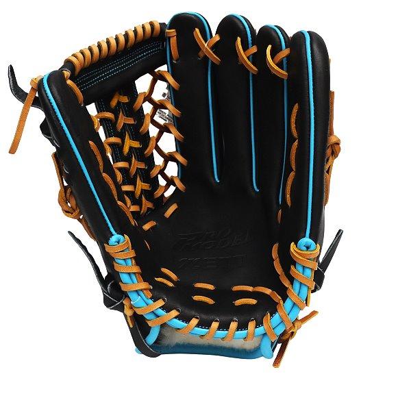 ZETT Pro Model Elite 12.75 inch Outfielder Glove - Black/Skyblue