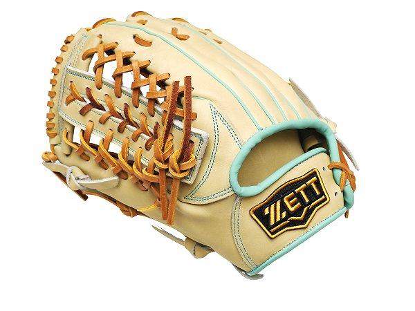 ZETT Pro Model Elite 12.75 inch LHT Outfielder Glove - Beige/Skyblue