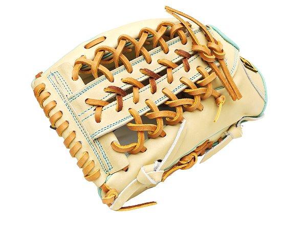 ZETT Pro Model Elite 12.75 inch LHT Outfielder Glove - Beige/Skyblue