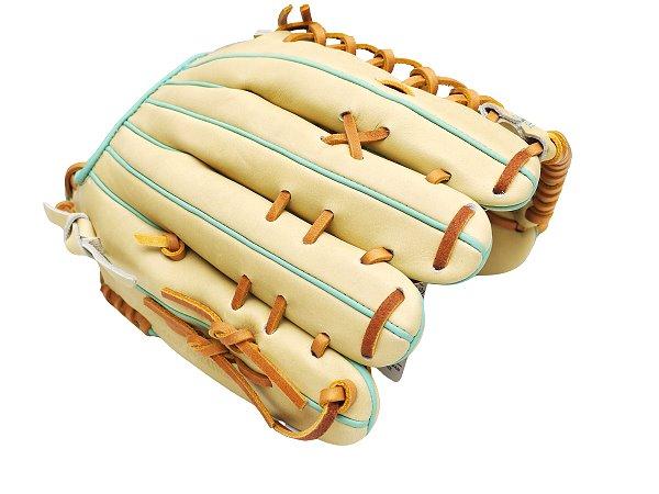 ZETT Pro Model Elite 12.75 inch LHT Outfielder Glove - Beige/Skyblue
